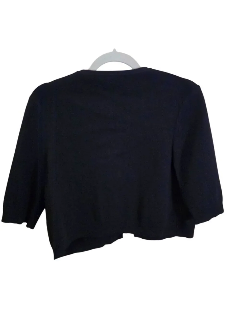 L.K. Bennett Sloane Blue CD Fern Cropped Cardigan Shrug Top Hook Closure Size M
